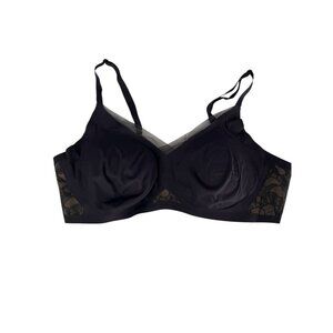 HONEYLOVE Women's Black & Nude Wire Free Padded Lace Trim Bra XL